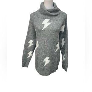 Shop Style your Senses Grey Lighting Bolt Turtleneck Sweater / Size: Large